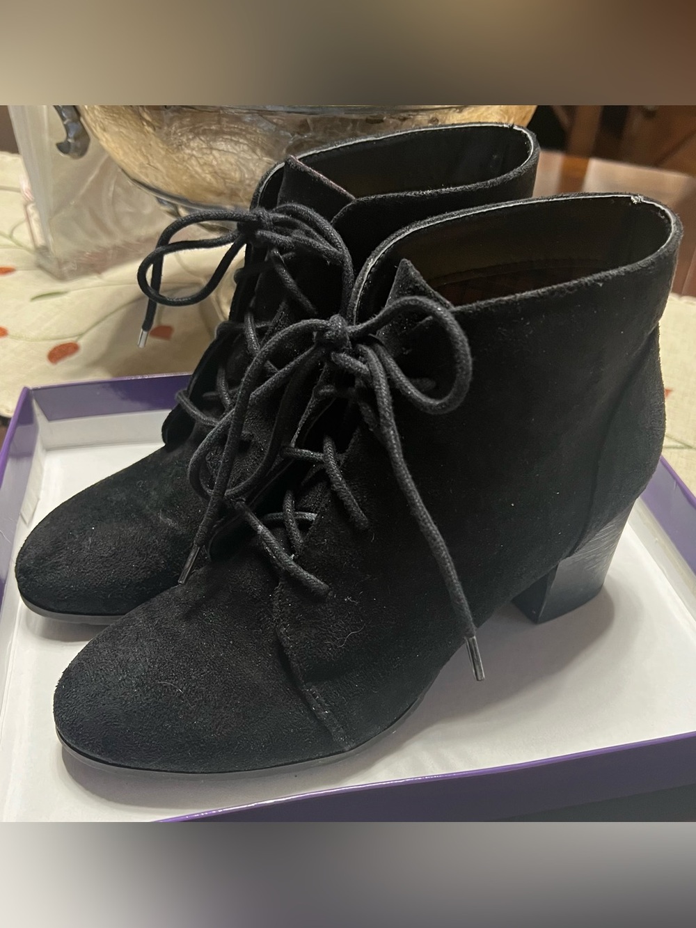 Madden Girl Black Suede Lace-Up Ankle Boots